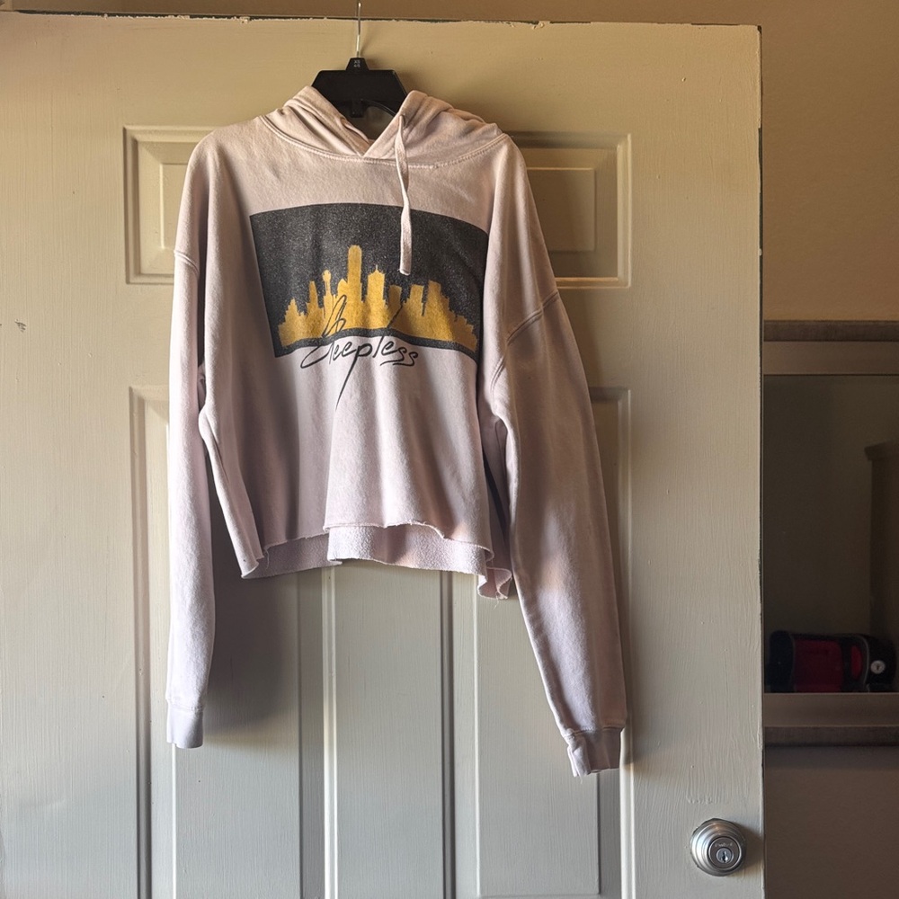 Graphic crop top Hoodie with Cityscape Design